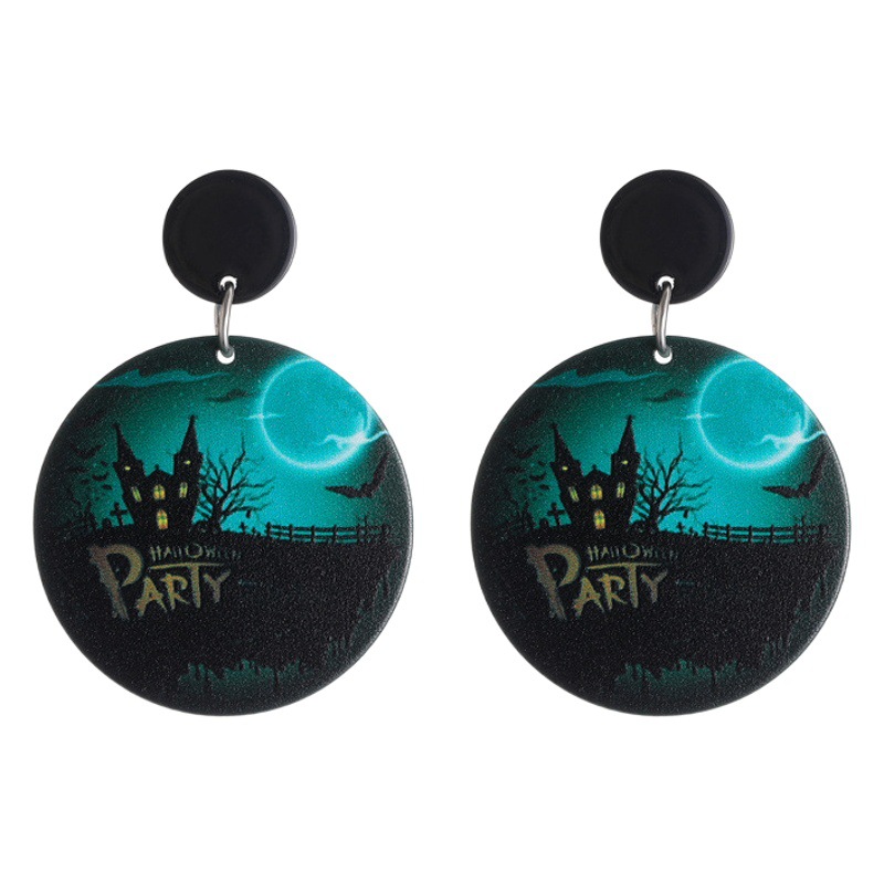 Nueva Halloween Stud pendientes moda personalidad puesta de sol extraña noche Luna bat pendientes mujer fabricante