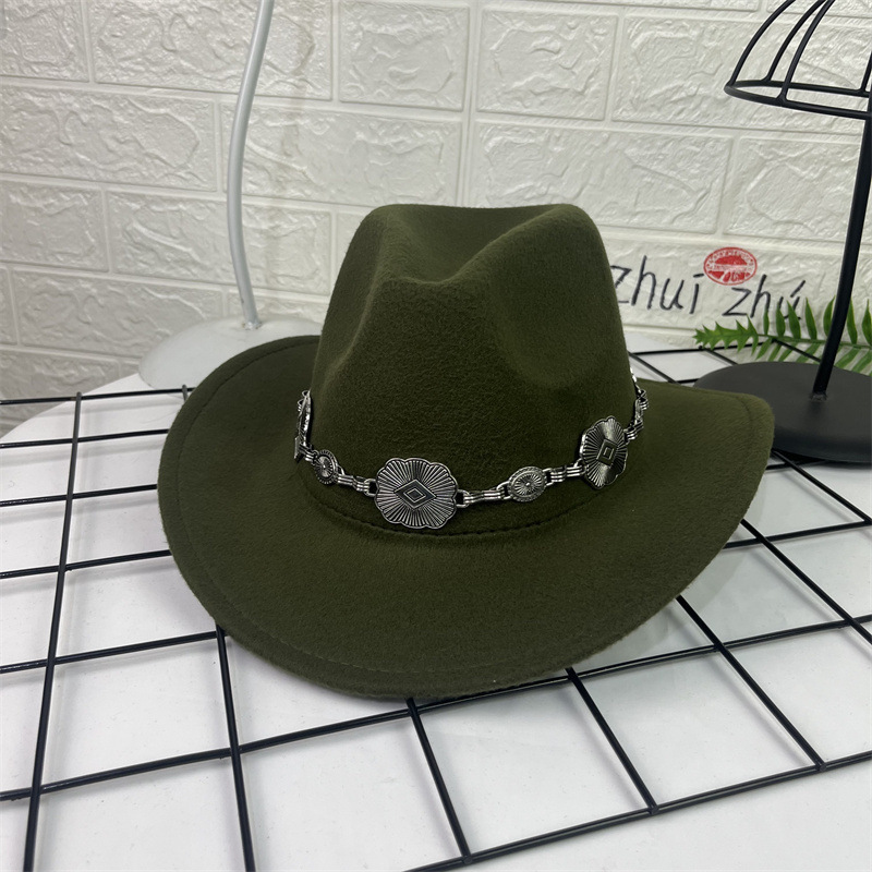 Sombrero Cowboy de Lana con Dije Ovalado de Ala Ancha para Primavera image 13