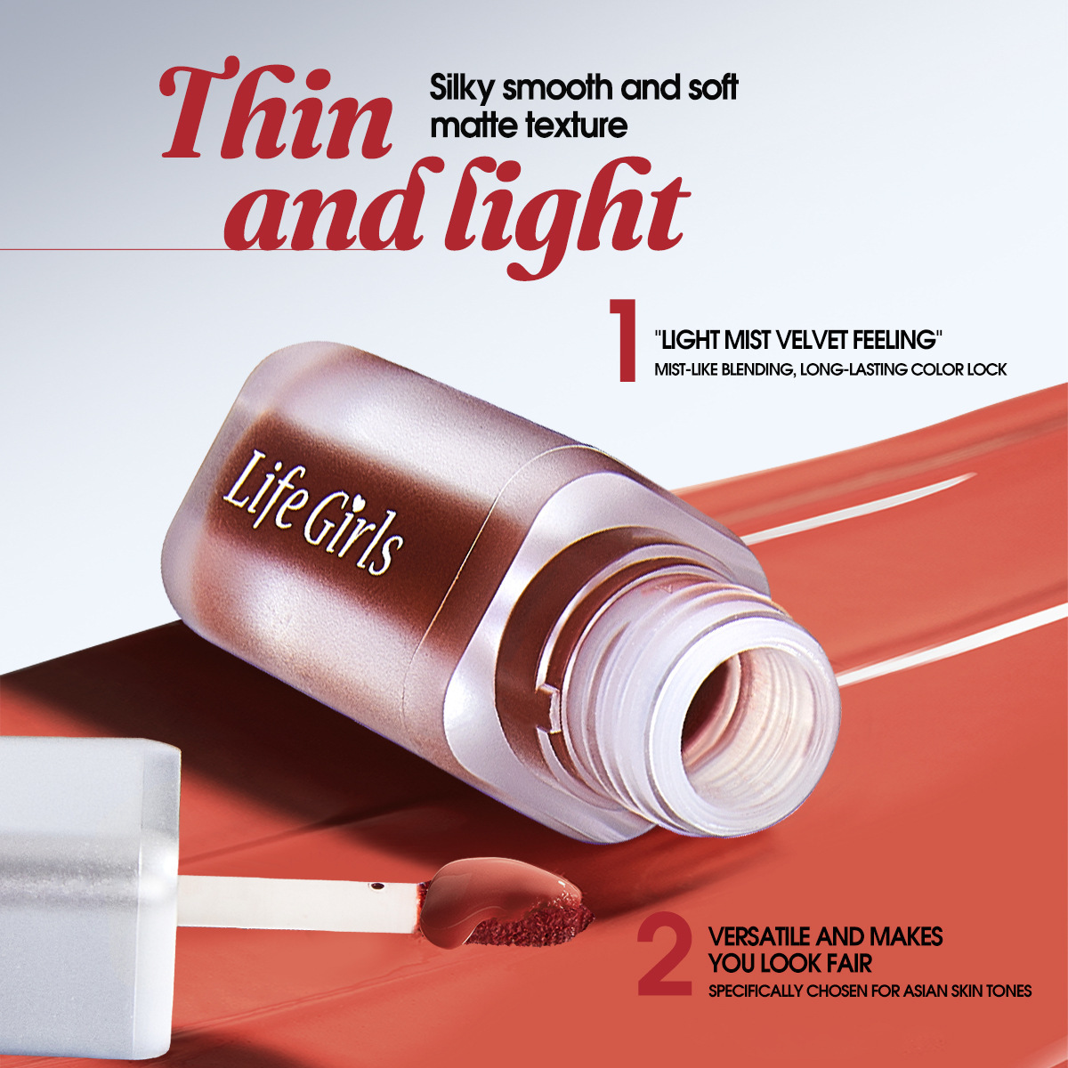 Life Girls Small Silver Tube Matte Lip Gloss esmaltado labial niebla mate lápiz labial