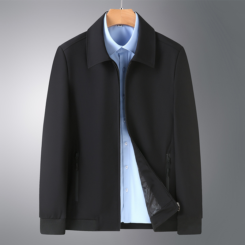 Chaqueta corta de primavera y otoño de talla extra grande Chaqueta de solapa informal para papá de negocios para hombres Chaqueta simple y versátil