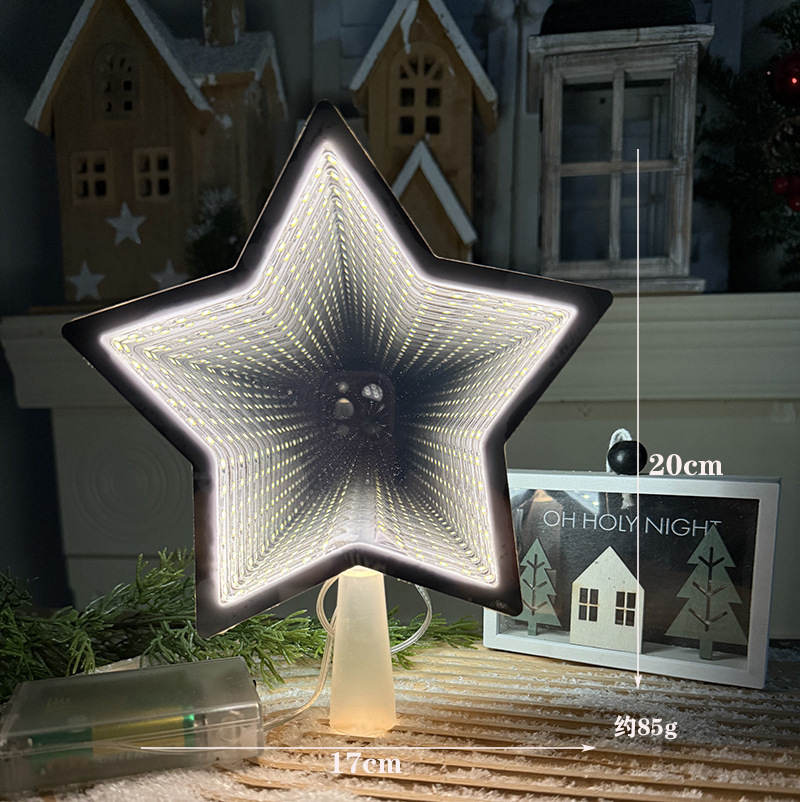 Nuevo árbol de Navidad LED decoración de estrella de luz transparente caja de baterías de color cálido cable de cobre con lámpara de estrella pentagonal transfronteriza