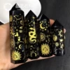 Obsidian snake bone golden color