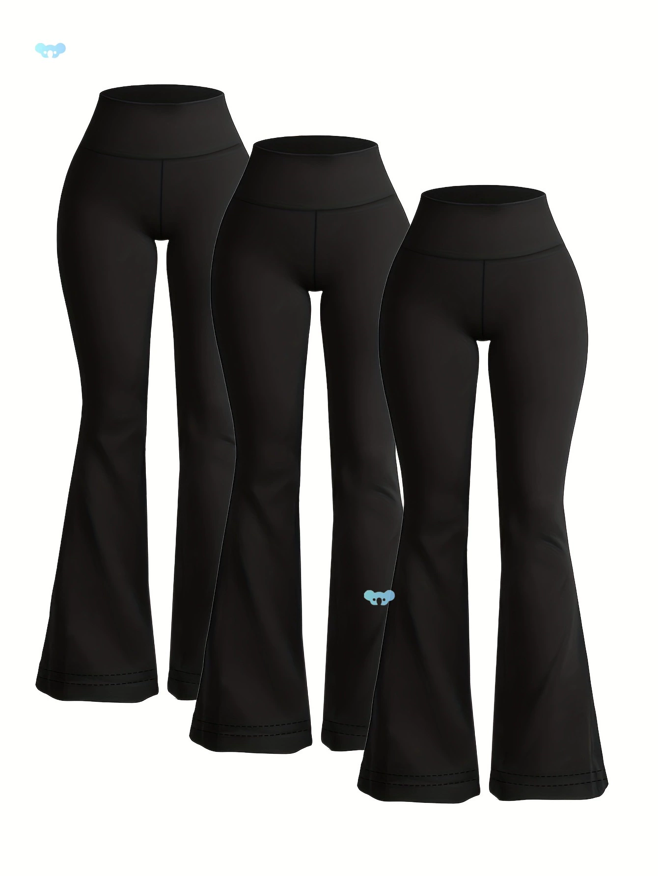 [3pcs Женские леггинсы с высокой талией расклешённые штаны-ломтики Elegant Bell Bottom]