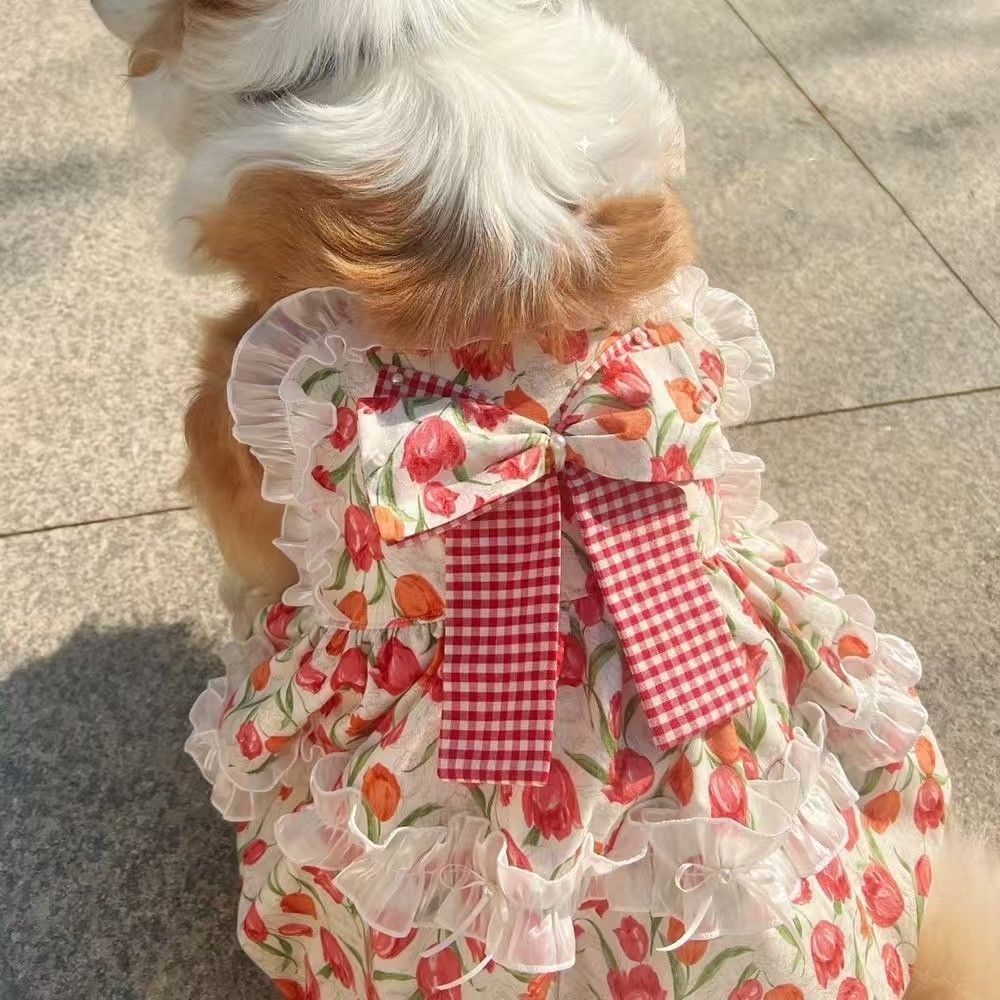 Summer Cute Tulip Princess Style Skirt for Large Dogs, Corgi Samoyed Border Collie Golden Retriever, Universal Style for Large Dogs