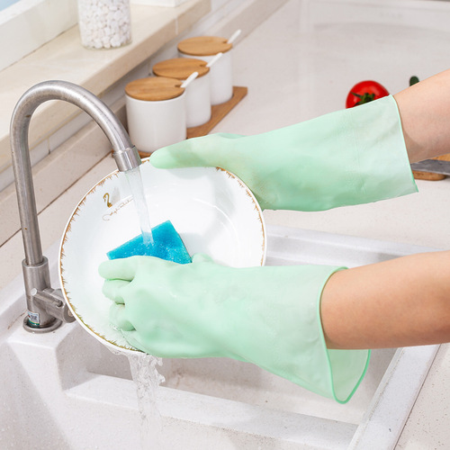 Jelly Color Household Gloves PVC Colorful Short Clean Laundry Washing Dishes Kitchen Mopping Thickened Oilproof Anti-dirty