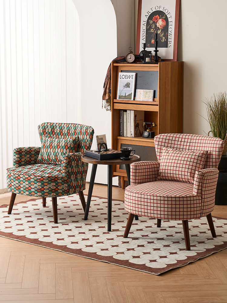 Balcón sala de estar sofá de tela estilo chino estilo americano sofá casual silla de cabecera retró casual silla de sofá