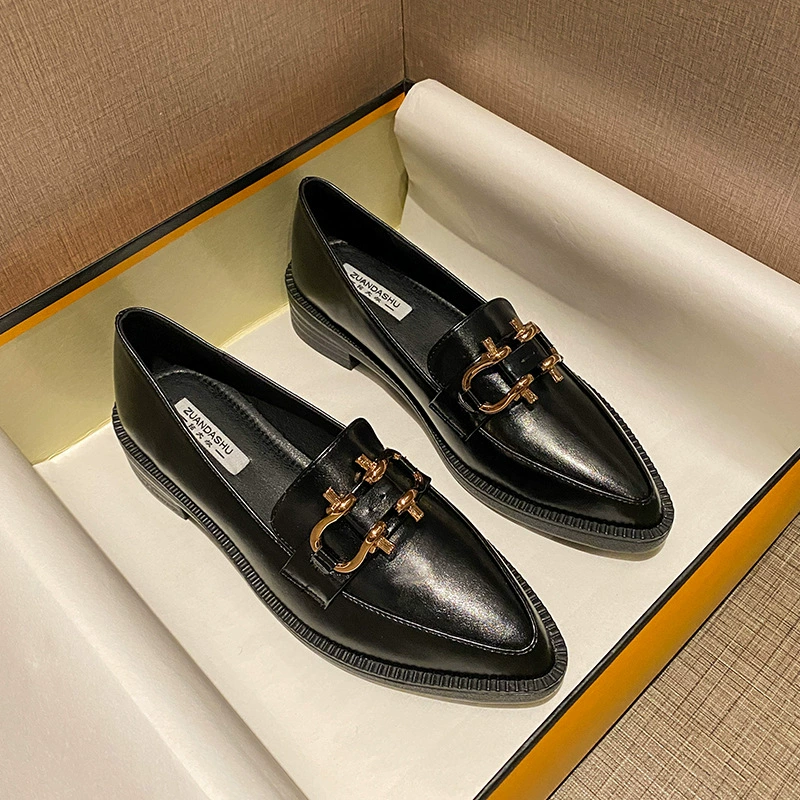 Поколение волос остроконечные британские маленькие кожаные туфли ленивые люди обувь на платформе с педалями толстая подошва толстый каблук металлическая пряжка Мокасины