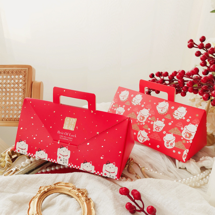 2022新年招财猫创意手提盒子手工阿胶糕固元膏红糖烘焙春节包装