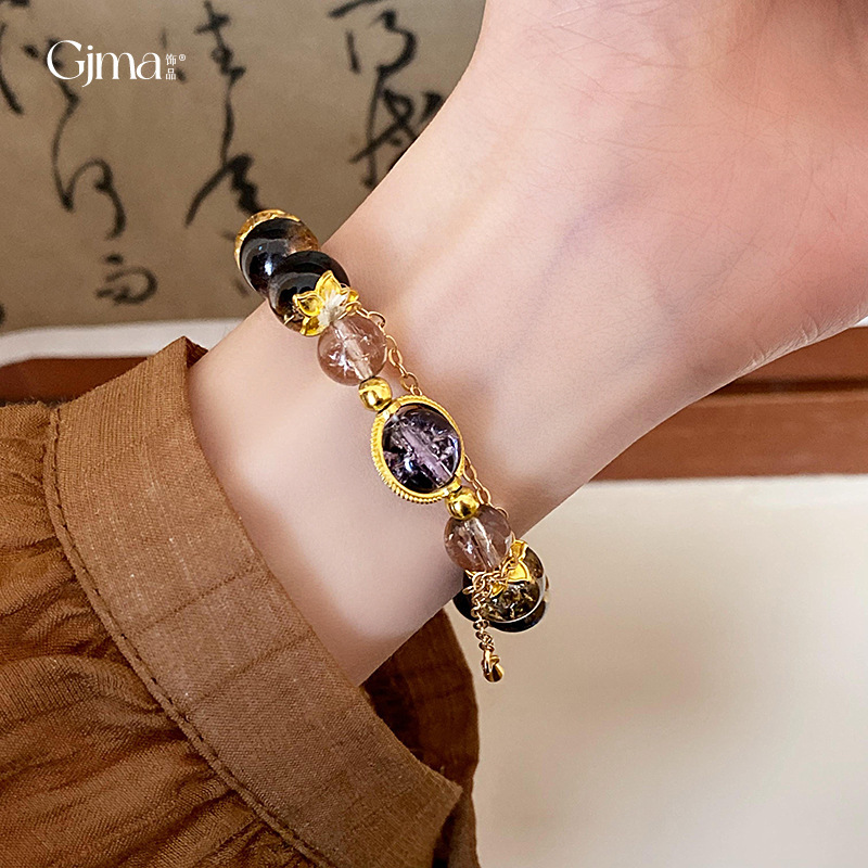 Dongdaemun High-grade Glass Beaded Bracelet Niche Personality Trendy Bracelet Fashion All-match Bracelet Wholesale Women Dongdaemun High-grade Glass Beaded Bracelet Niche Personality Trendy Bracelet Fashion All-match Bracelet Wholesale Women