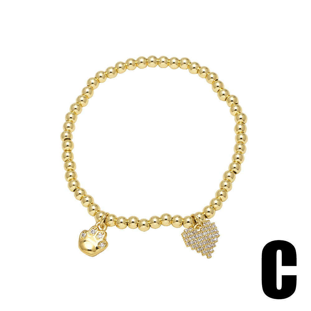 Daily, Street Occasion Copper Material Starfish, Hippocampus, Heart Shape Pattern Wholesale Jewelry Vintage Style Classic Style Starfish Hippocampus Heart Shape Copper 18K Gold Plated Plating Ball Chain Bracelets