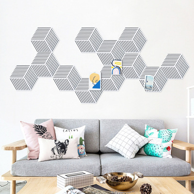 Hexagon felt Wall stickers autohesion Soft wood Photo wall background metope decorate Message boards kindergarten Show bar