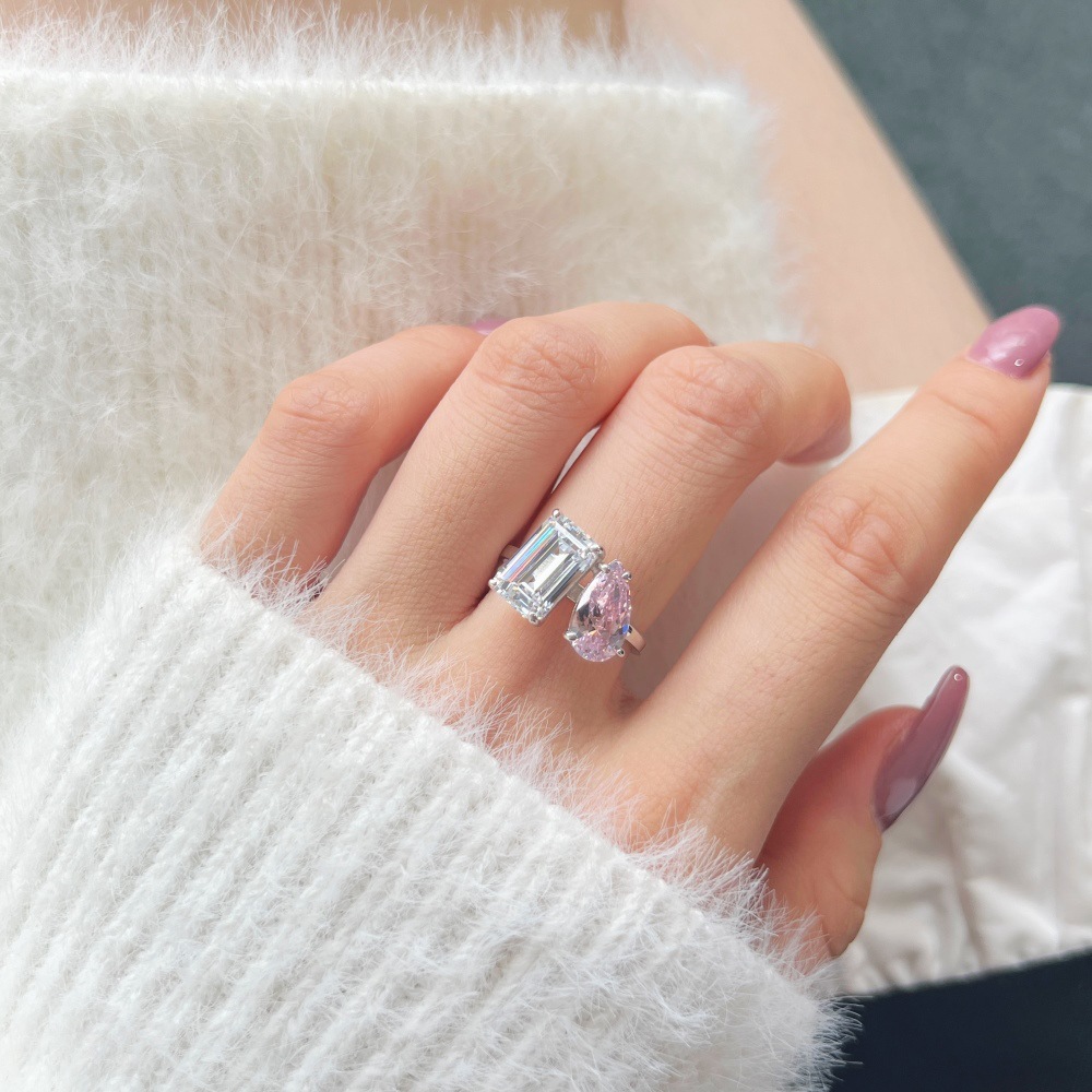 Plating, Inlay Design 925 Sterling Silver Zircon Water Droplets Rings