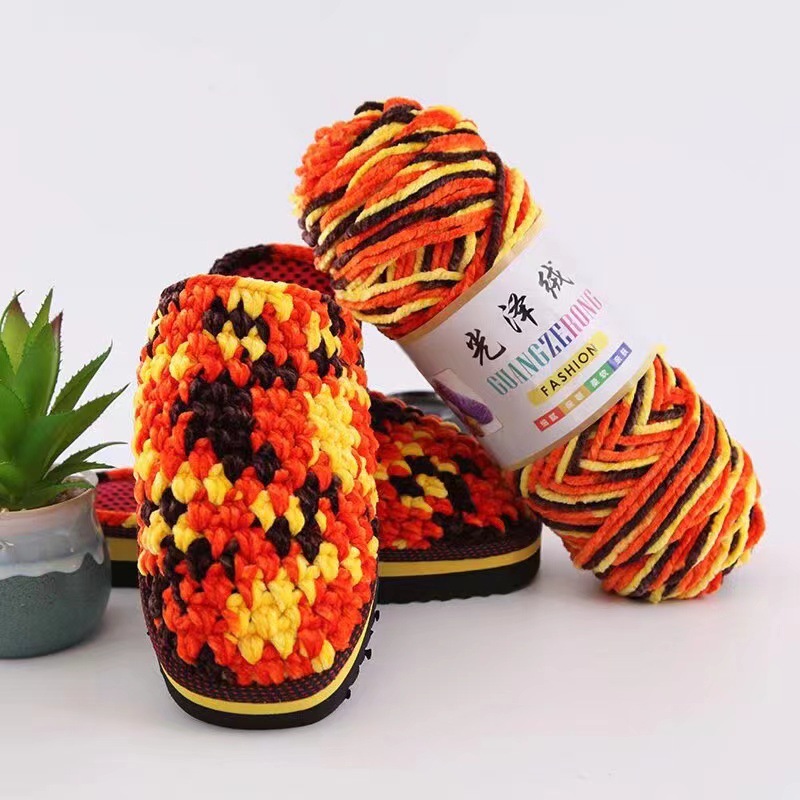 三股光泽绒雪尼尔精纺金丝绒毛线宝宝厂家直售彩虹手编绒线