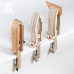 Desktop Hand-Stitched Wood Clips, Beech Wood/Russian Birch Wood, Handcrafted Leather Stitching Tool