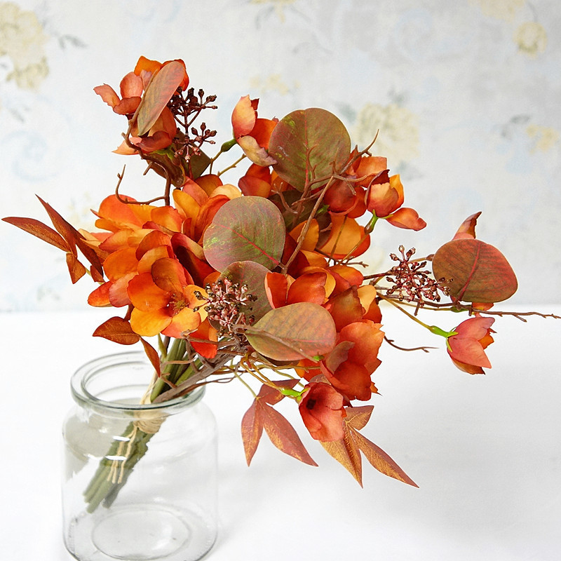 Special Sale: Vintage Style Handmade Hydrangea and Egg Flower Bouquet, Artificial Flowers, Fake Flowers, Wedding Photography Props, Home Decoration Flowers