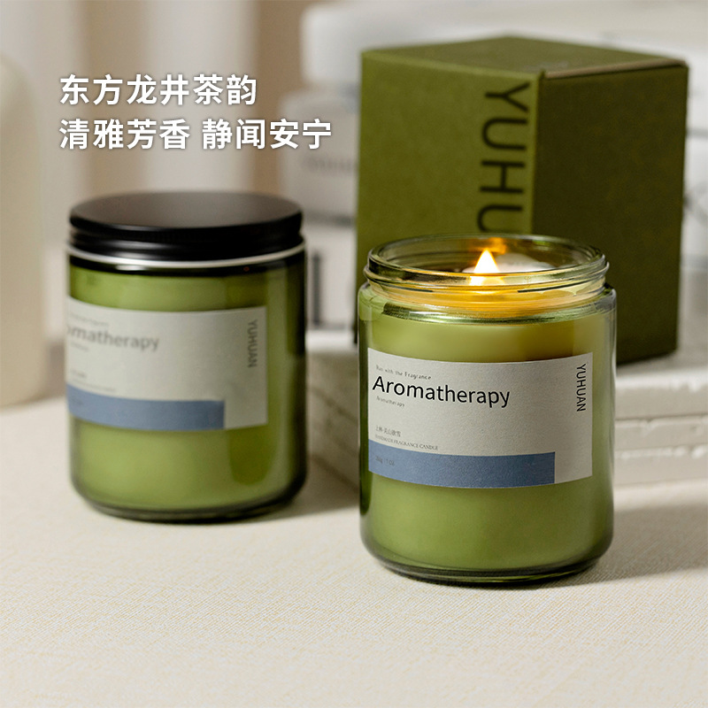 贅沢なアロマキャンドル墨緑瓶家庭用寝室睡眠植物精油大容量アロマキャンドルお土産