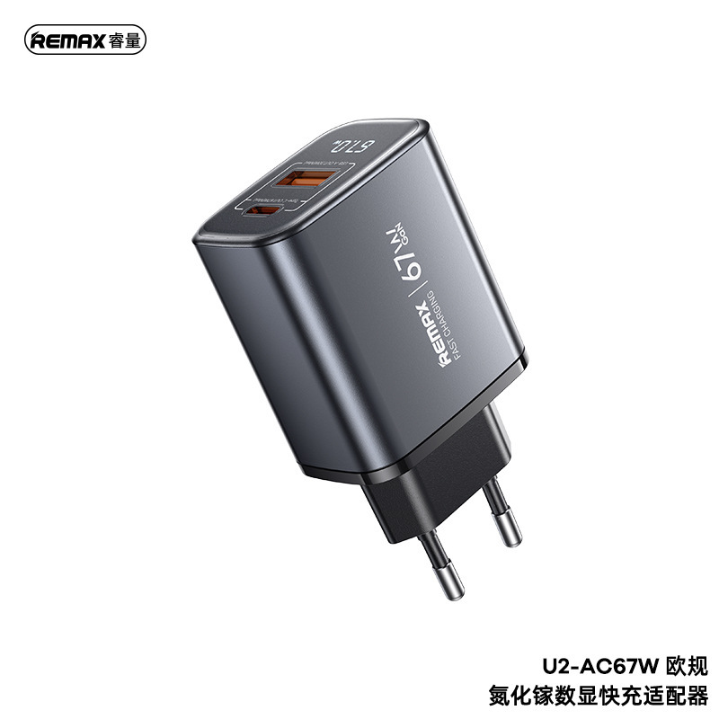 Remax 新しいデジタルディスプレイ携帯電話充電ヘッド 67 ワット超高速充電充電器マルチタイプ C ポート高速充電ヘッド|undefined
