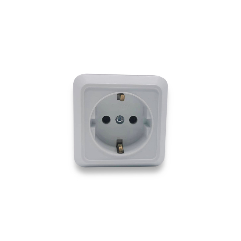 厂家直销跨境家用工业白色单联10A250V欧标德标俄罗斯欧规插座