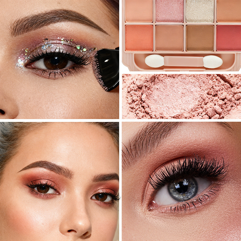 s.f.r color fábrica de venta directa de maquillaje mate perlada ocho colores sombra de ojos disco con cepillo maquillaje al por mayor