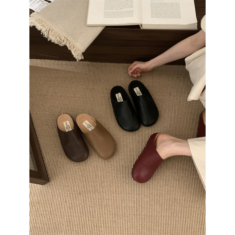 Retro Thick-Soled Plus Velvet Birkenstock Shoes for Women 2025 New Baotou Ugly Lazy Slip-On Snow Boots Half Drag
