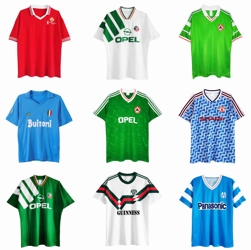 High-Quality Retro Classic Football Jerseys Collection Edition Sports Manchester United Real Madrid 1990 Embroidered Football Uniforms