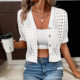 Cross-border Knitted Women's Sexy Hollow Cardigan New Jacket Europe and America Amazon Short Summer