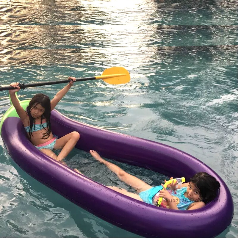 Extra-Large Inflatable Eggplant Float Bed for Adults and Children, Floating Mesh Fabric Swimming Ring, Floating Lounge Chair, Air Mattress Boat