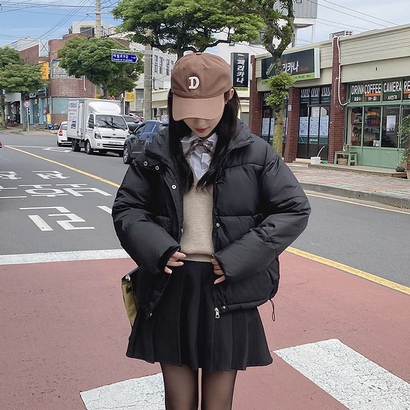 Katoenen jack dames korte 2023 winter nieuwe stijl kleine staande kraag donsjack verdikte katoenen damesjack_voghion.com