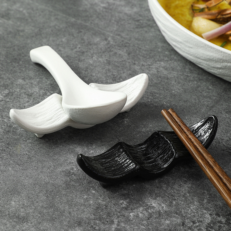 Stone-Patterned Chopstick Holder, Boat-Shaped Spoon Stand, Decorative Stand, Chopstick Rack, Ceramic Chopstick Holder, Matte Decorative Tableware