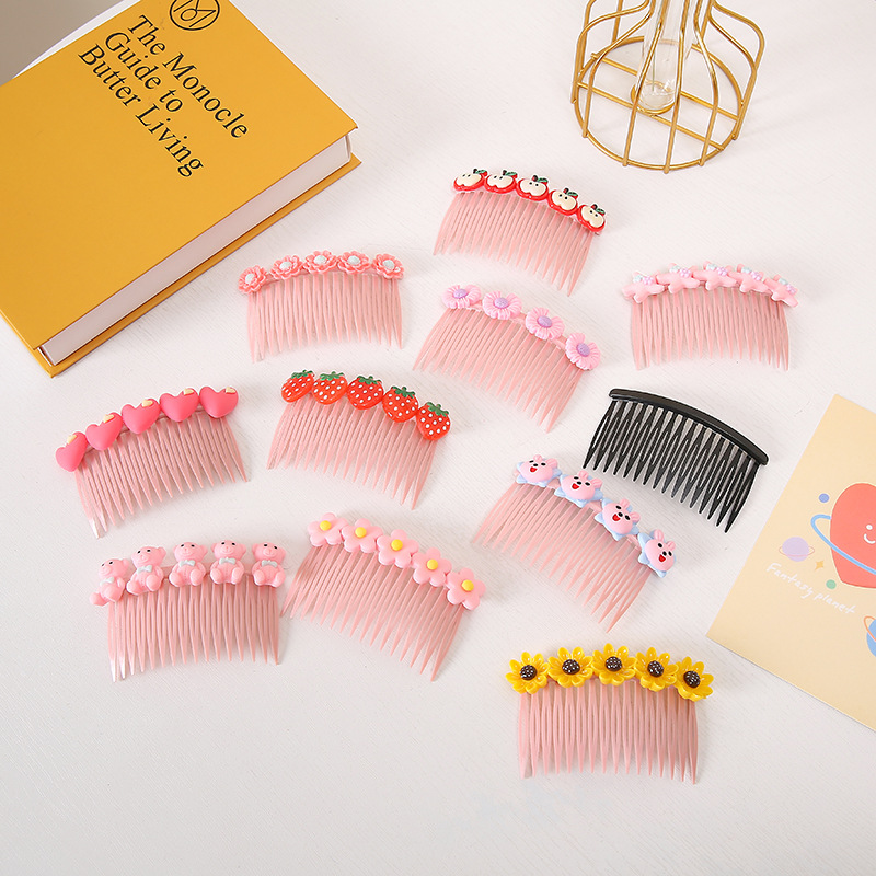 Kids' Frizzy Hair Taming Tool Cartoon Cute Little Girl Bangs Organizing Insert Hair Pin Hair Clip Pink Frizzy Hair Comb Hair Accessory