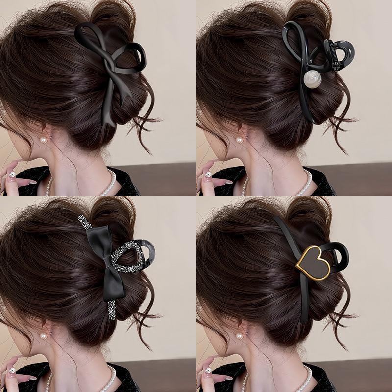 女性用ブラックグリッパー、大容量、ハイエンドシャーククリップ、2025年新作ハイエンドヘアクリップ、後頭部ヘッドギア|undefined