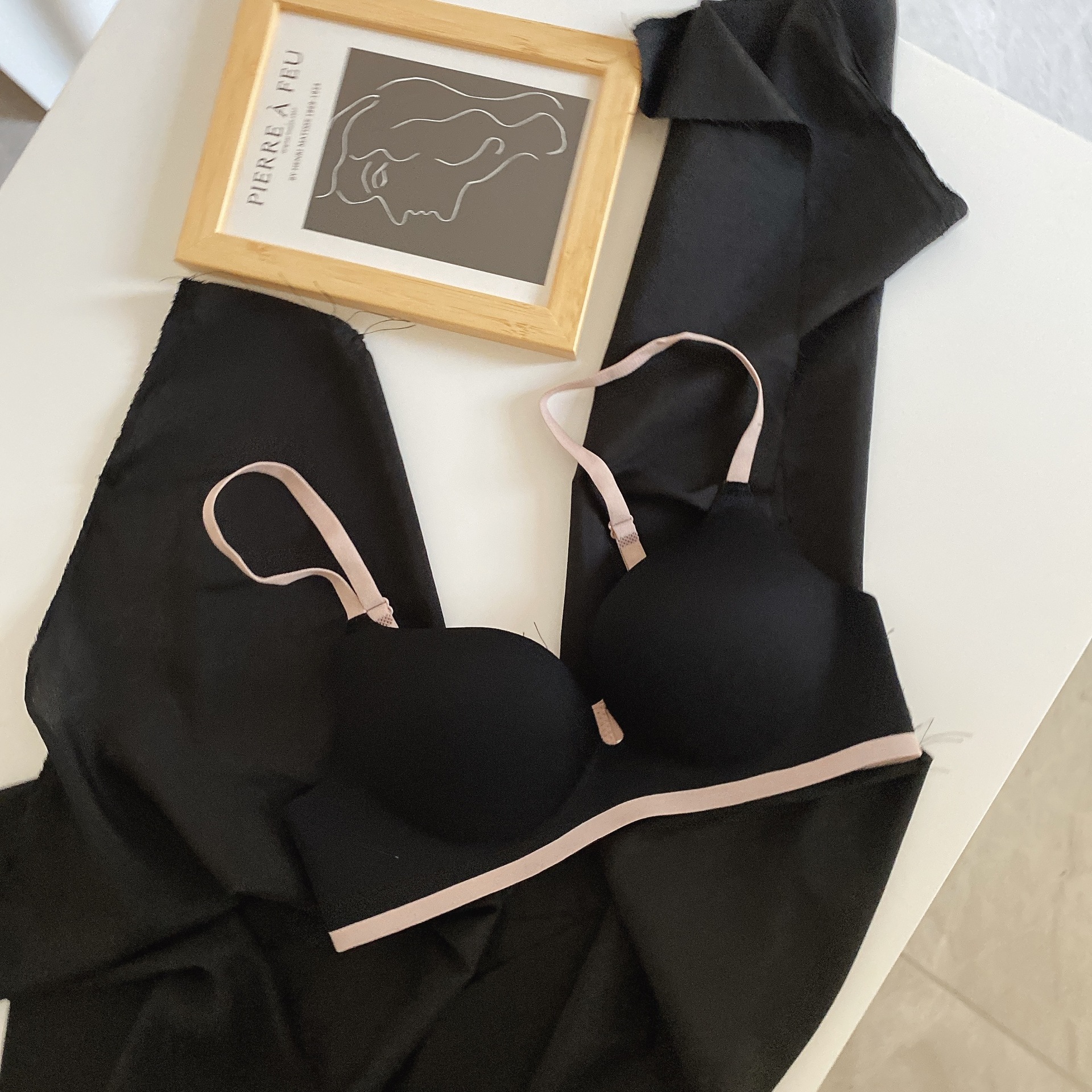 Colores de contraste que no dejan marcas, recolección lateral, soporte superior, leche antideslizante, ropa interior antiflacidez, sujetador de texto para niñas, senos pequeños, grandes