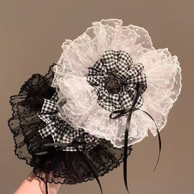 Elegant Classy Lace Polka Dot Scrunchie Women, Suitable For Low Ponytails Buns, Tie And Hair Accessory_voghion.com