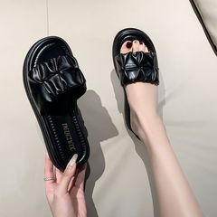 拖鞋厚底奶油風女夏季外穿2023新款時尚網紅法式懶人外出海邊涼拖