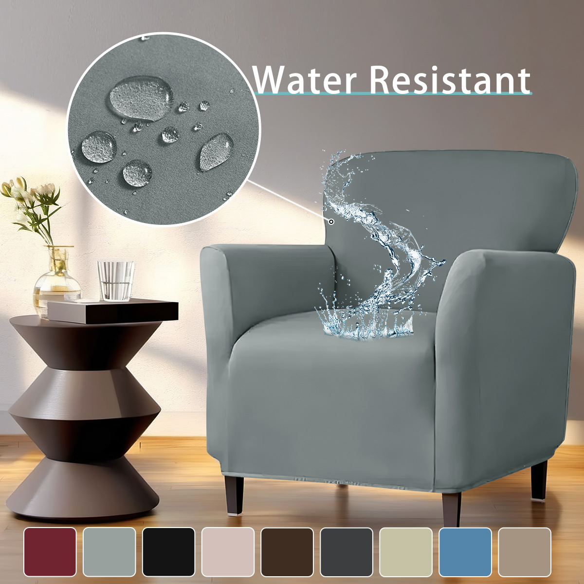 SHEIN en stock sofá cubierta impermeable de seda de leche pequeña cubierta de sofá elástica de color sólido cubierta de sofá de una sola persona