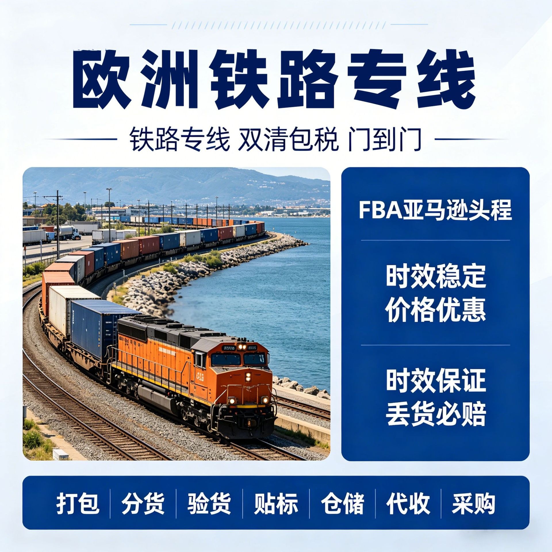 旗瀚国际 欧洲铁路专线物流海运货运代理双清包税FBA美线DDP到门