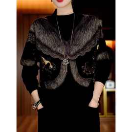 气质优雅贵夫人轻奢印花衬衫女秋冬新款高档洋气保暖加绒衬衣7912