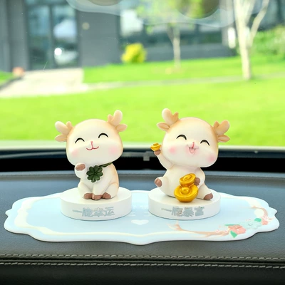 Console Decorations Car Decoration Supplies: Car ornaments - lucky-rich-blue-flower-pad