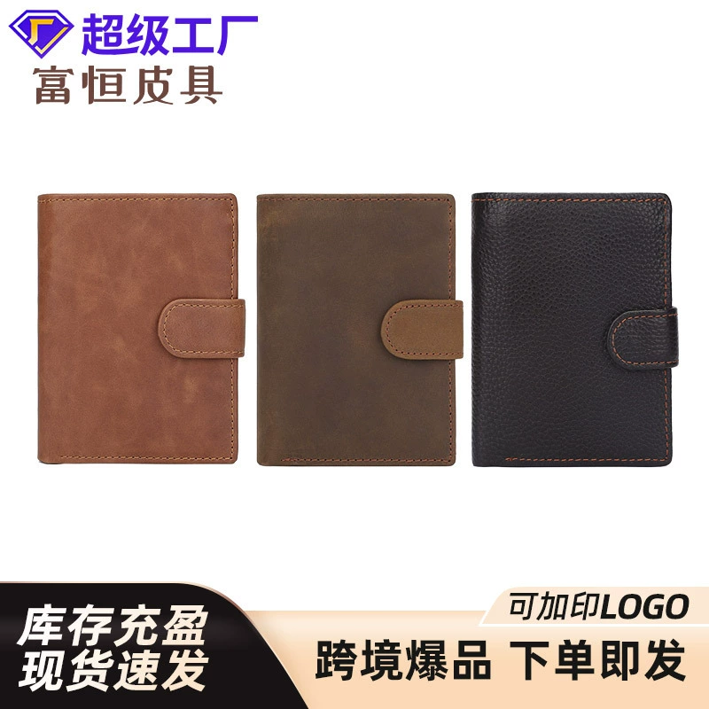 2024 новый европейский и американский трансграничный новый кошелек производитель оптом ретро воловьей кожи RFID противоугонная сумка для считывания карт