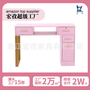 Pink Manicure Table with Hand Pillow Vacuum Cleaner Silent Slide Drawer Multi-Layer Storage Hongzi Beauty Shop Manicure Table