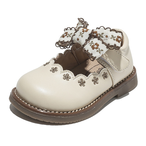 Baby princess shoes  spring new arrival girls pastoral style bow small leather shoes Korean style infant soft sole shoes