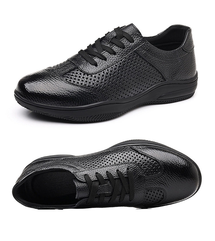 Giày da lỗ nam da bò lớp đầu, đế mềm chống trượt, thoáng khí, kiểu sneaker thể thao — Giày bệt GX màu trắng kem 88332, Giày bệt GX màu đen 88332 chi tiết 28