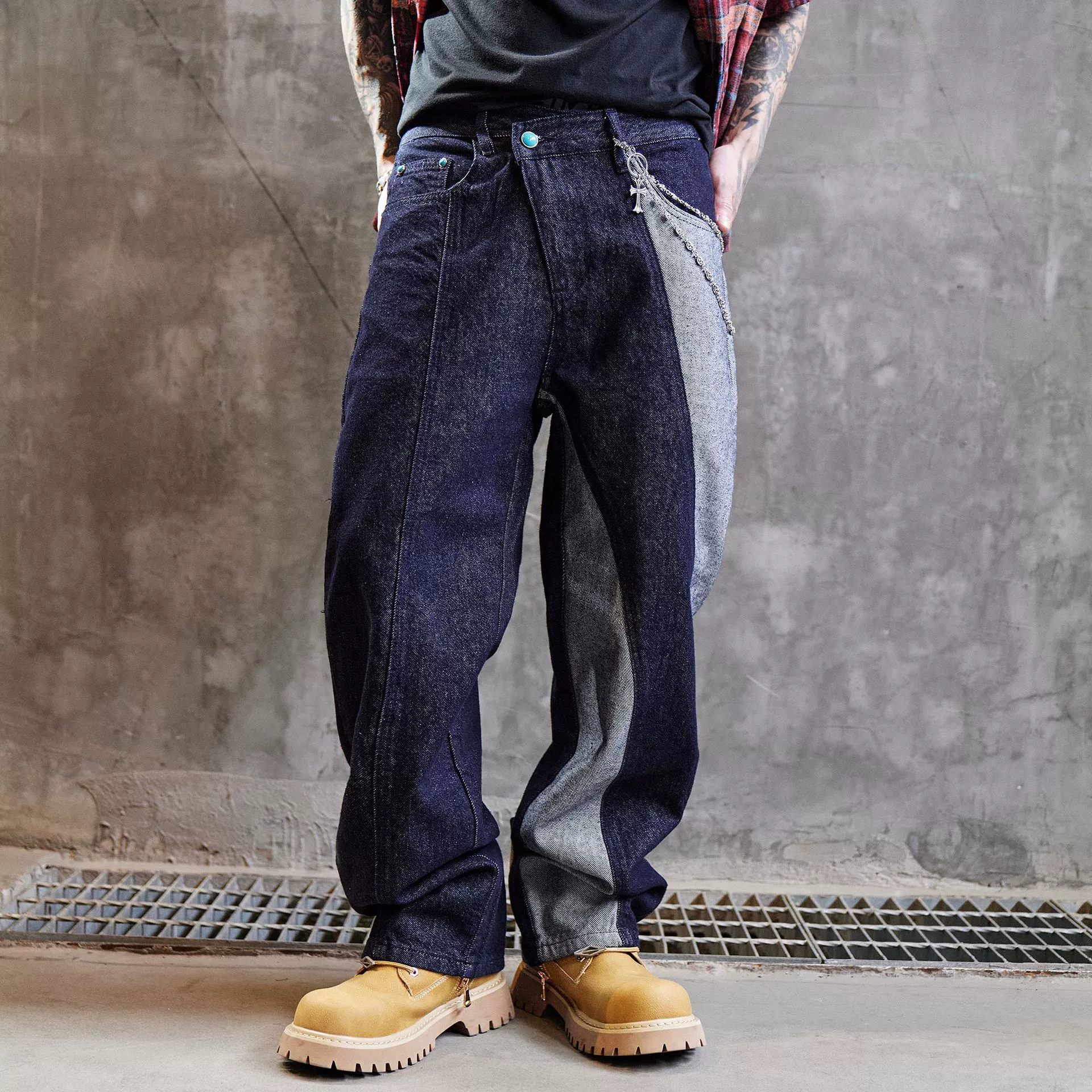 Американский арбалет модные джинсы мужские четыре сезона свободные широкие ноги повседневные прямые брюки красивые модные брюки высокого класса