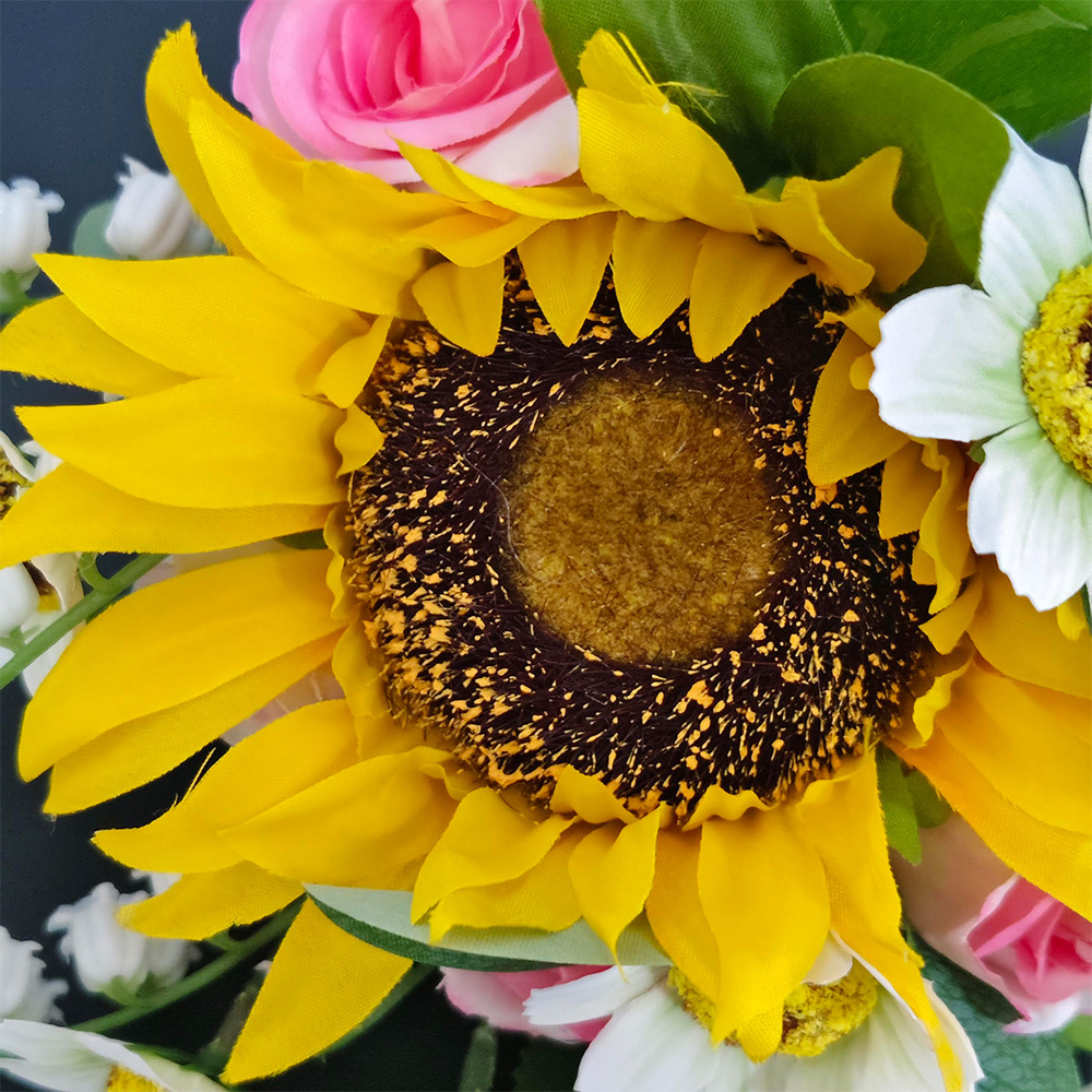 Flor de girasol flor de plástico fresco flores falsas flores secas ramo floral sala de estar decoración floral de seda de mesa