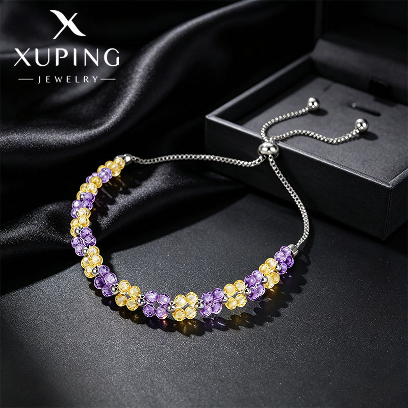 Pulsera de Cuentas de Doble Capa de Aleación de Cobre Ajustable para Regalos