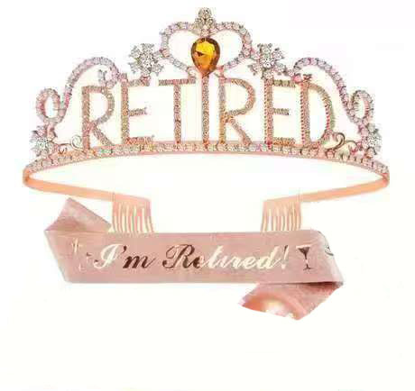 Conjunto de tirantes de corona de fiesta de graduación europea y americana Letras RETIRED Corona de diamantes Tocado de fiesta de jubilación al por mayor