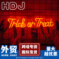 跨境万圣节led霓虹灯trick or treat英文字母灯装饰灯发光字招牌