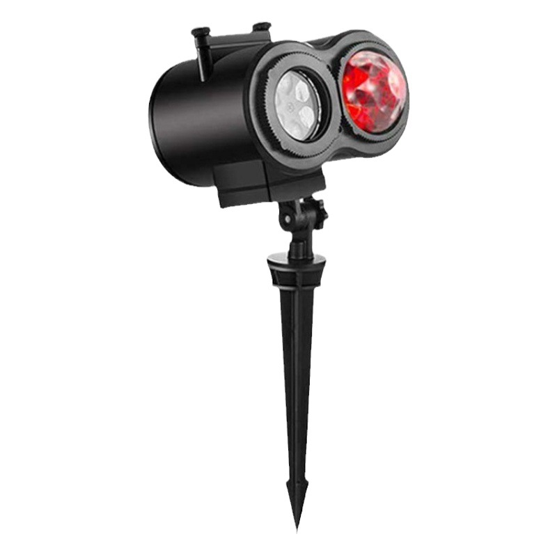 Proyector exterior impermeable de copos de nieve con doble tubo, 16 patrones y control remoto, luz decorativa para patio