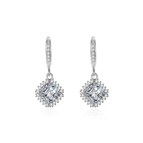 Amazon fashion high-end square zircon ear hooks for women cross-border best selling diamond zircon earrings ear hooks wholesale