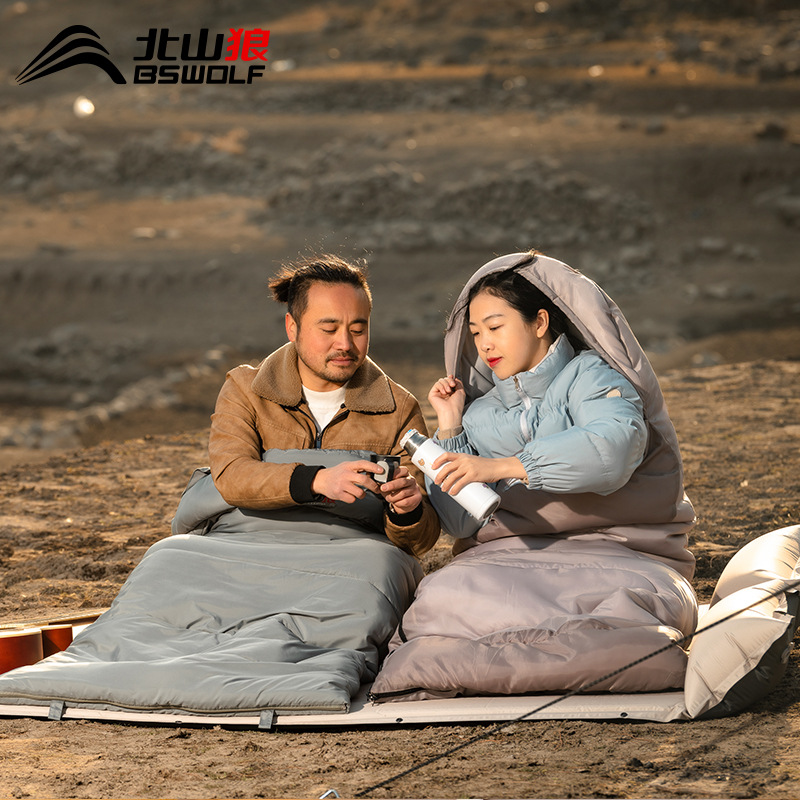 베이산 울프 침낭 성인용 야외 캠핑 성인용 더블 겨울 보온 두꺼운 방한 휴대용 캠핑 봉투형 침낭